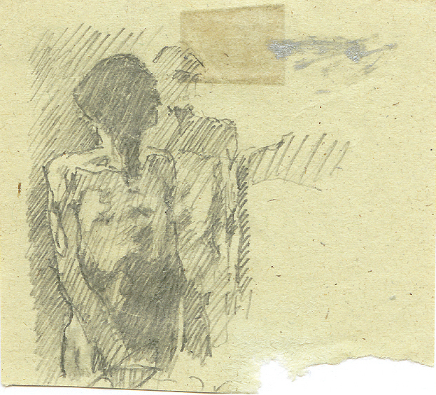 8.4.
Drawing. 1989
Pencil on green paper. 58x64 mm